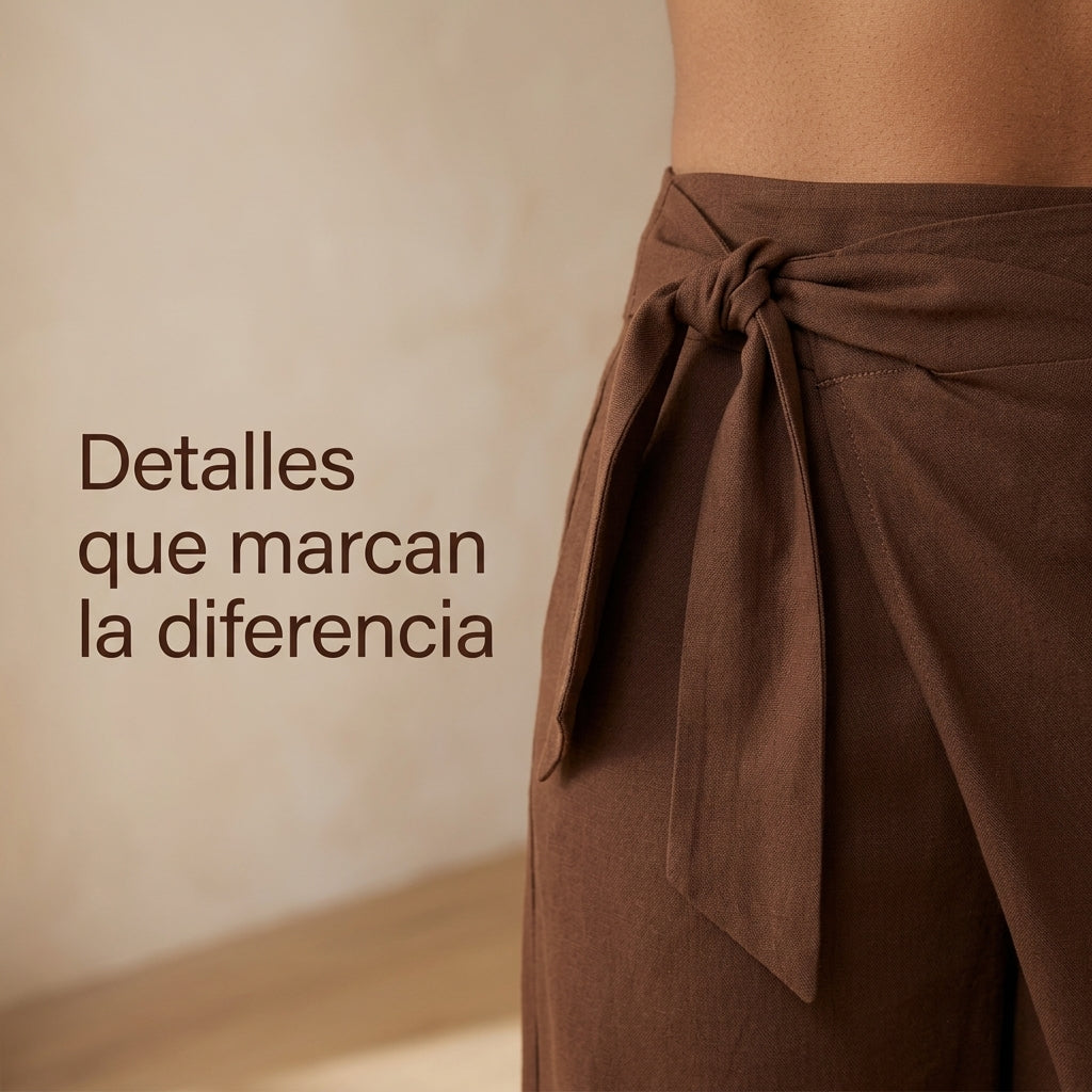 Pantalón palazzo envolvente de cintura alta