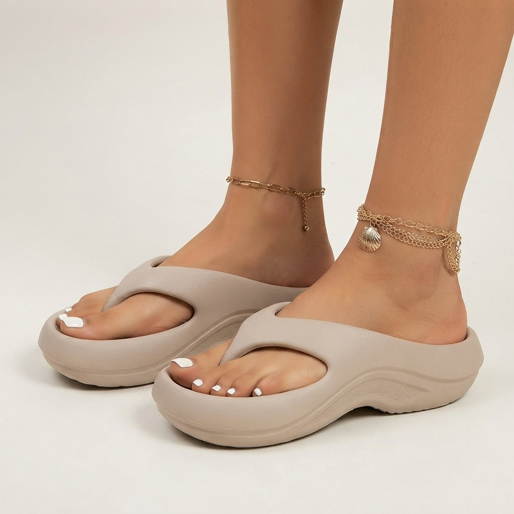 Sandalias Tipo Cloud Slides Pista Gruesa Moda Playa Y Casa