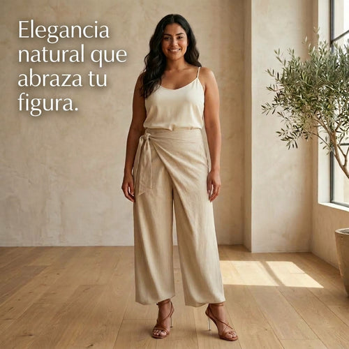 Pantalón palazzo envolvente de cintura alta