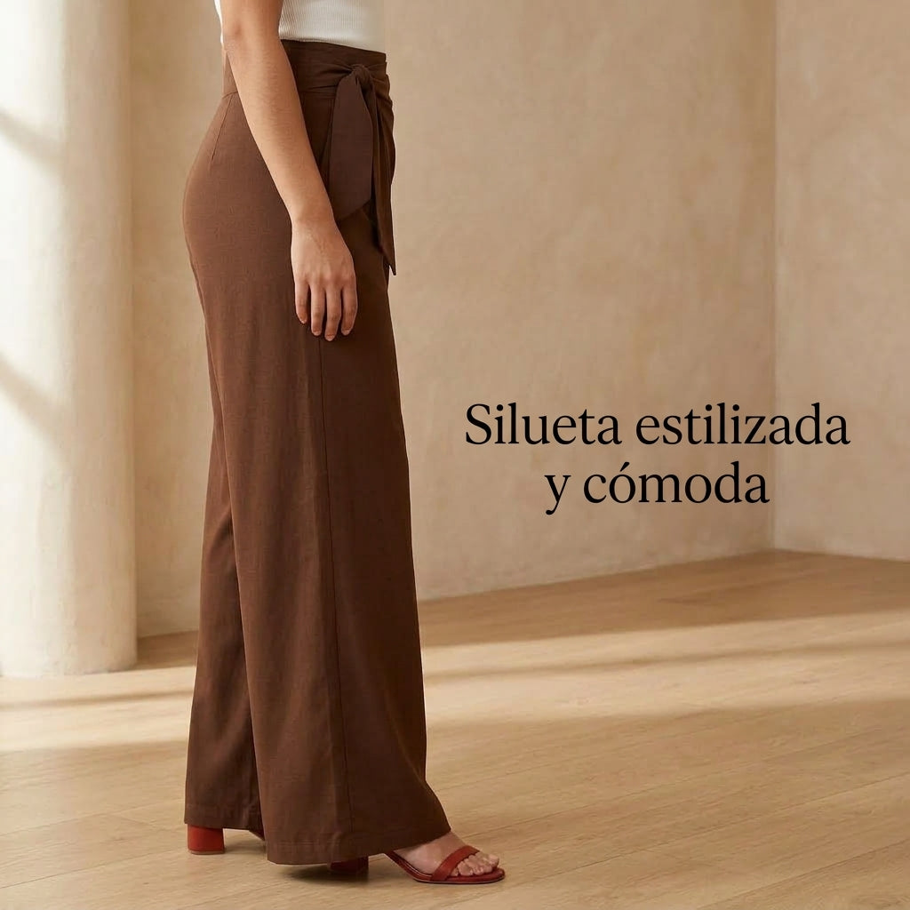 Pantalón palazzo envolvente de cintura alta