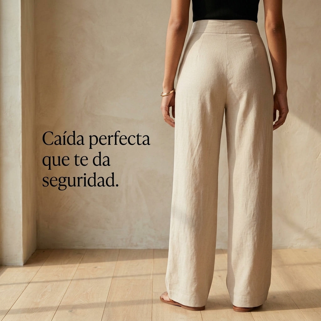 Pantalón palazzo envolvente de cintura alta