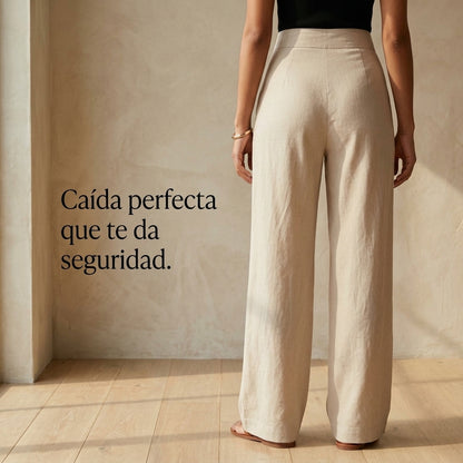 Pantalón palazzo envolvente de cintura alta